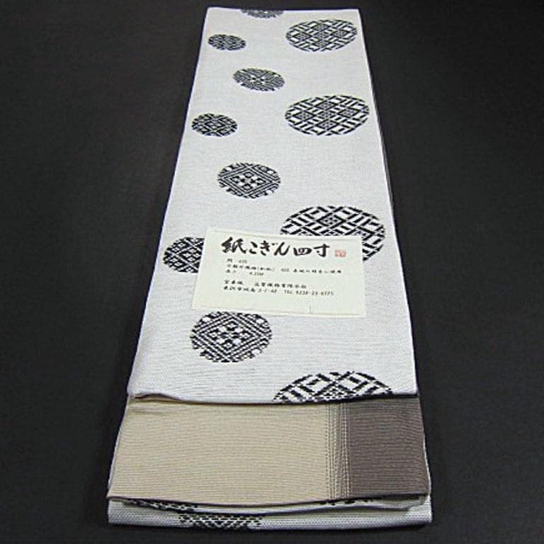 限定大幅値下げ！米沢織　絹 和紙　宝来屋　紙こぎん四寸帯　半幅帯 長尺 ⑩