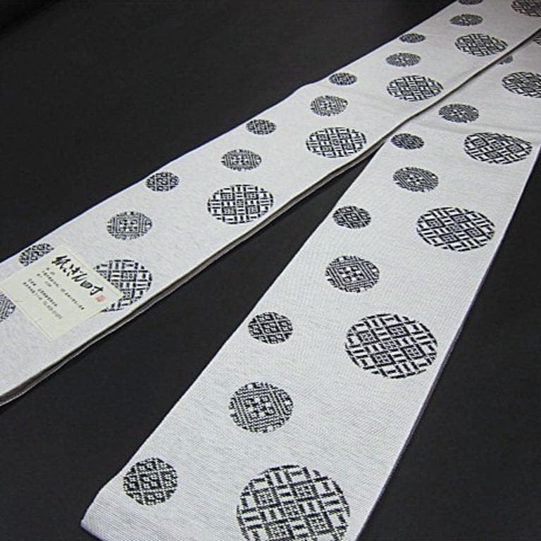 限定大幅値下げ！米沢織　絹 和紙　宝来屋　紙こぎん四寸帯　半幅帯 長尺 ⑩