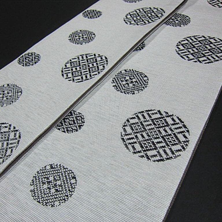 限定大幅値下げ！米沢織　絹 和紙　宝来屋　紙こぎん四寸帯　半幅帯 長尺 ⑩