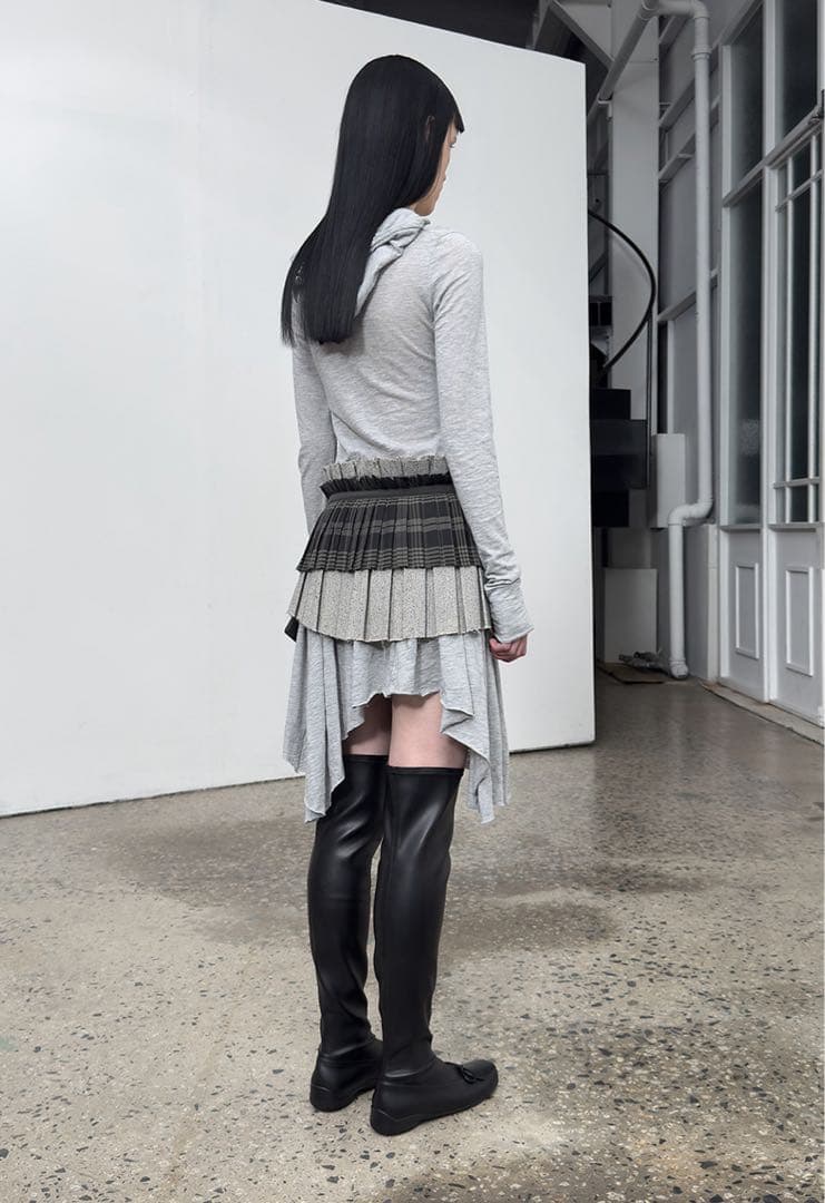 スカート OPENYY PLEATS LAYERED POCKET BELT, KHAKI