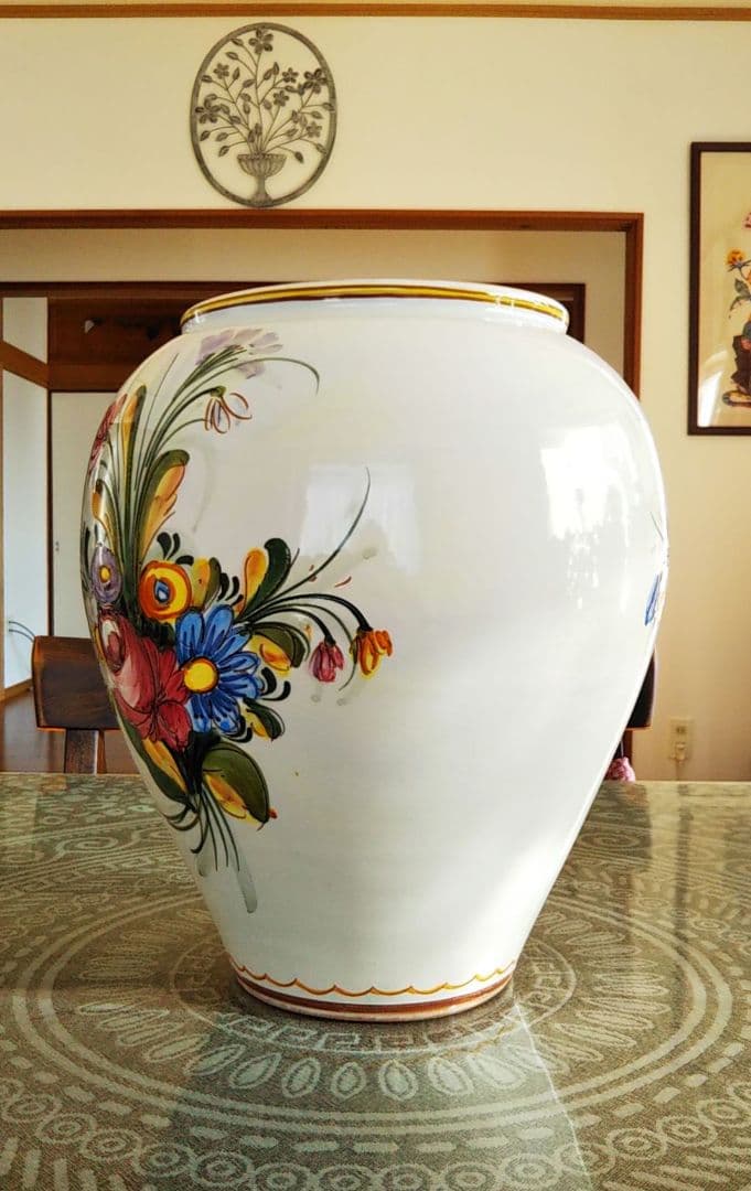家具 インテリア 置物 花瓶 陶器 アート花柄 外国製 イタリア 限定