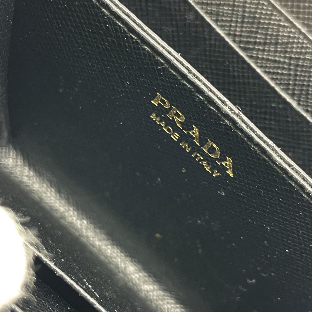 良品　PRADA　ケース カードケース　サフィア－ノ　レザー ブラック