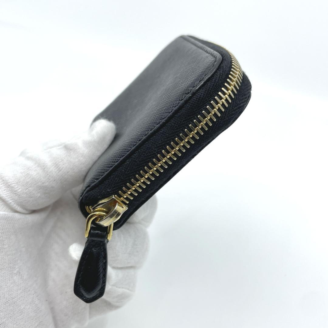良品　PRADA　ケース カードケース　サフィア－ノ　レザー ブラック