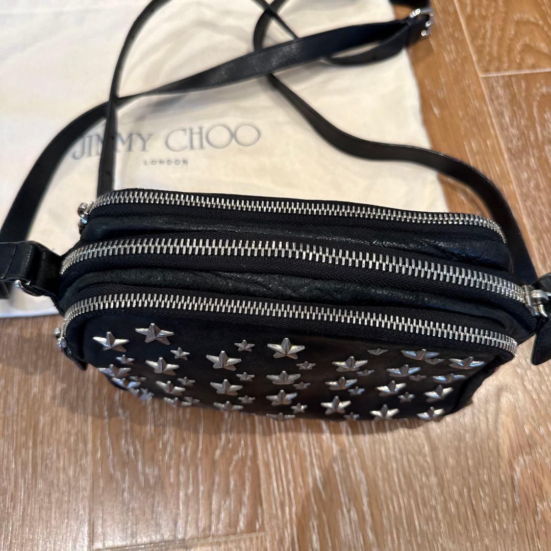 JIMMY CHOO ショルダーバッグ 黒 星 スタッズ サイドロゴ