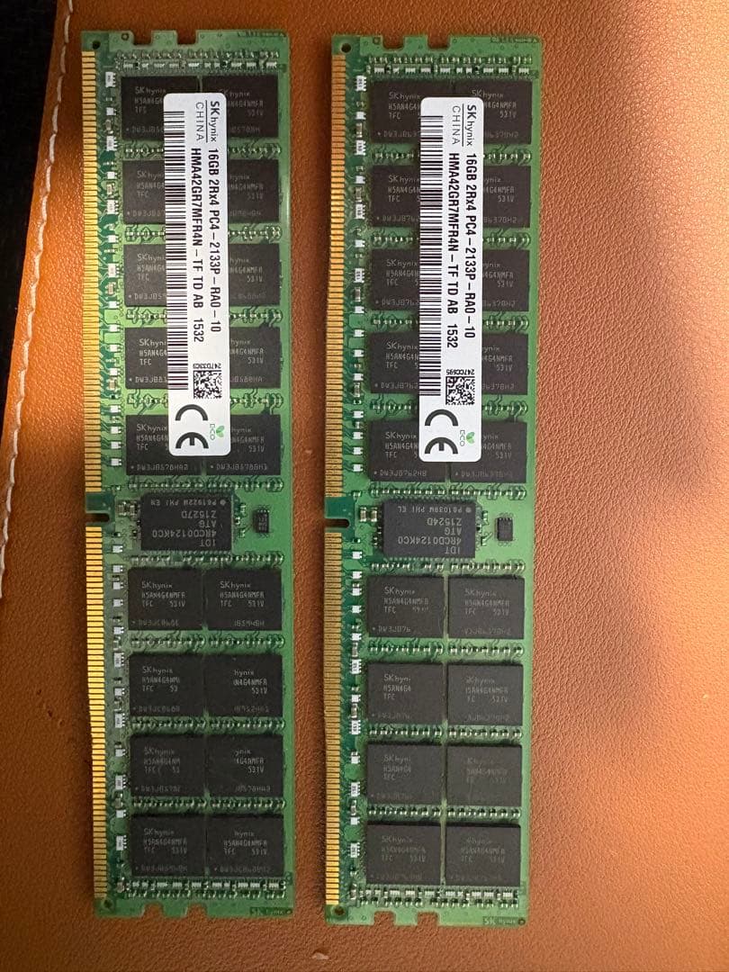 DDR4 16GB PC4-2133MHz ECCメモリ 2個セット