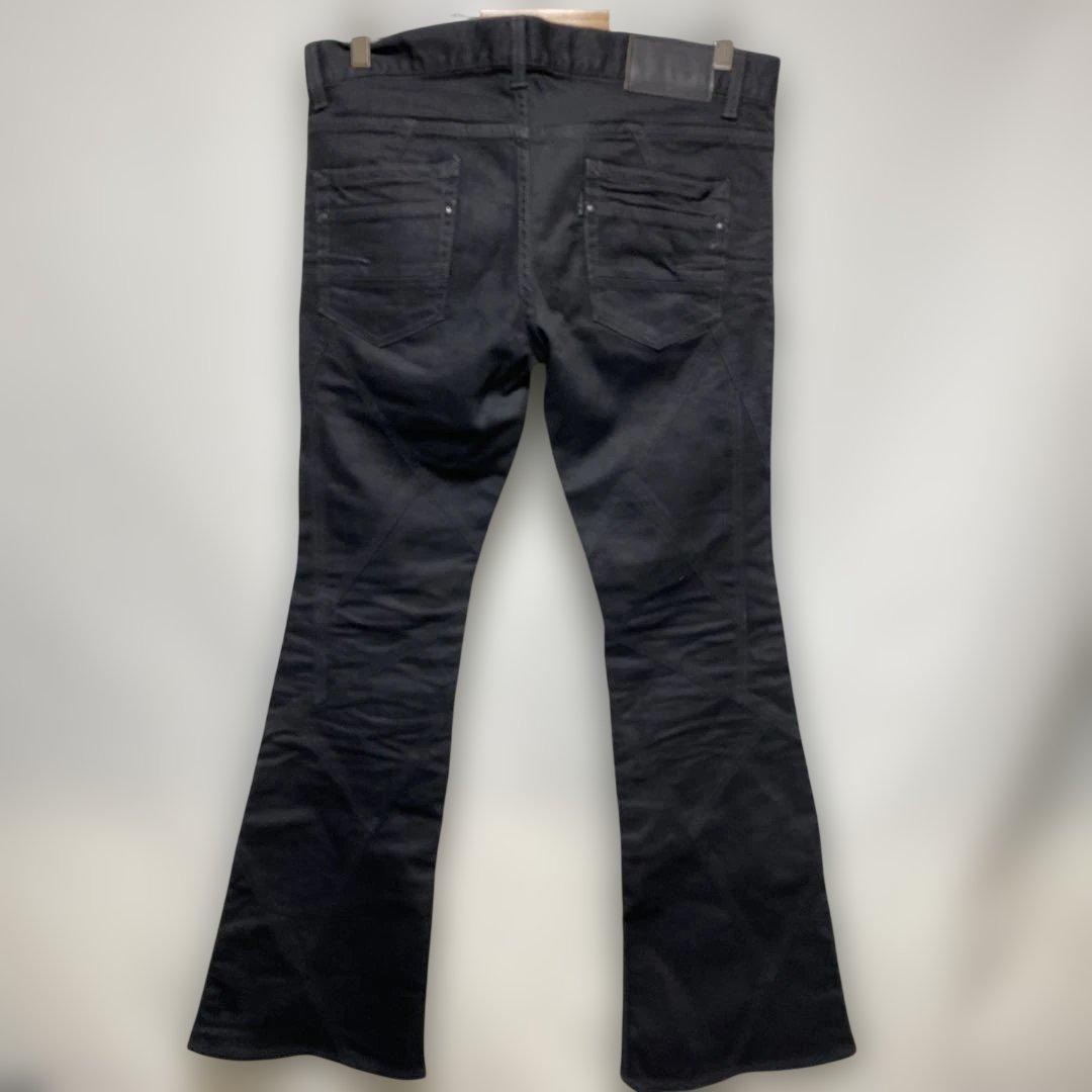 フレア　631-8217003 ストレッチ　ブラック　デニム　パッチワークy2k