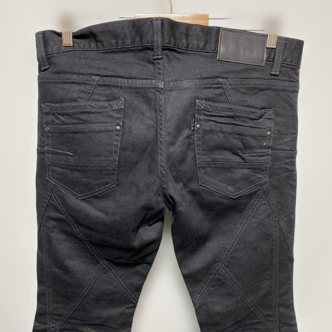 フレア　631-8217003 ストレッチ　ブラック　デニム　パッチワークy2k