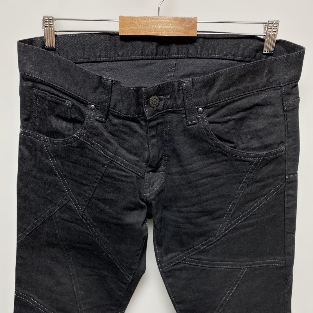 フレア　631-8217003 ストレッチ　ブラック　デニム　パッチワークy2k