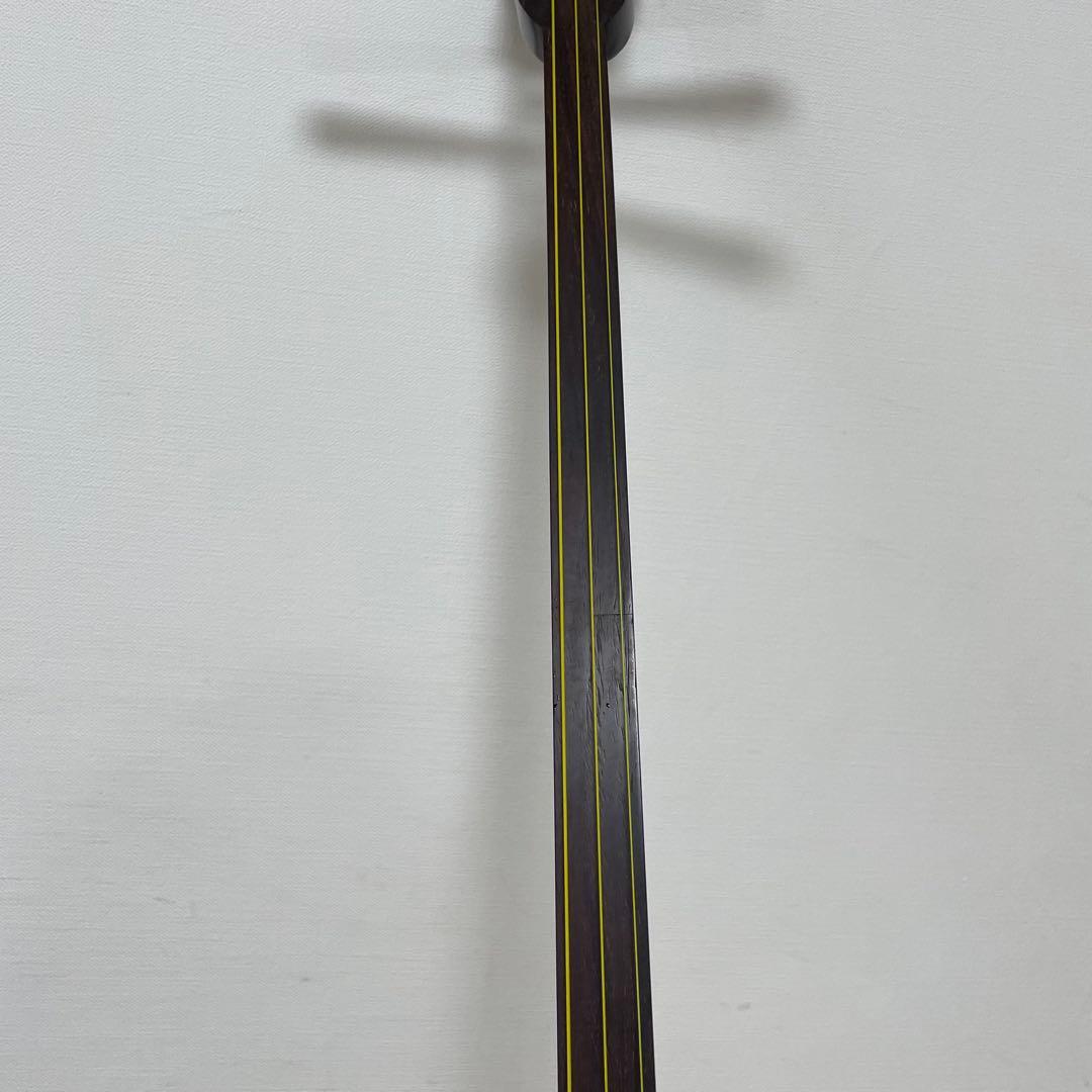 ★良品★ 三味線 細棹 紫檀 丸打胴 和楽器　長唄　人工皮　新品弦交換済み♪