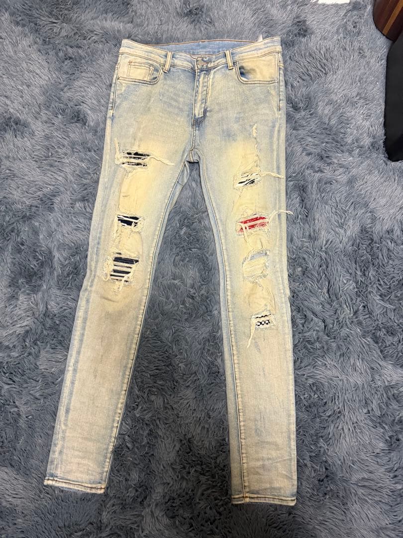 ダメージ加工 スキニーデニム 34 mnml