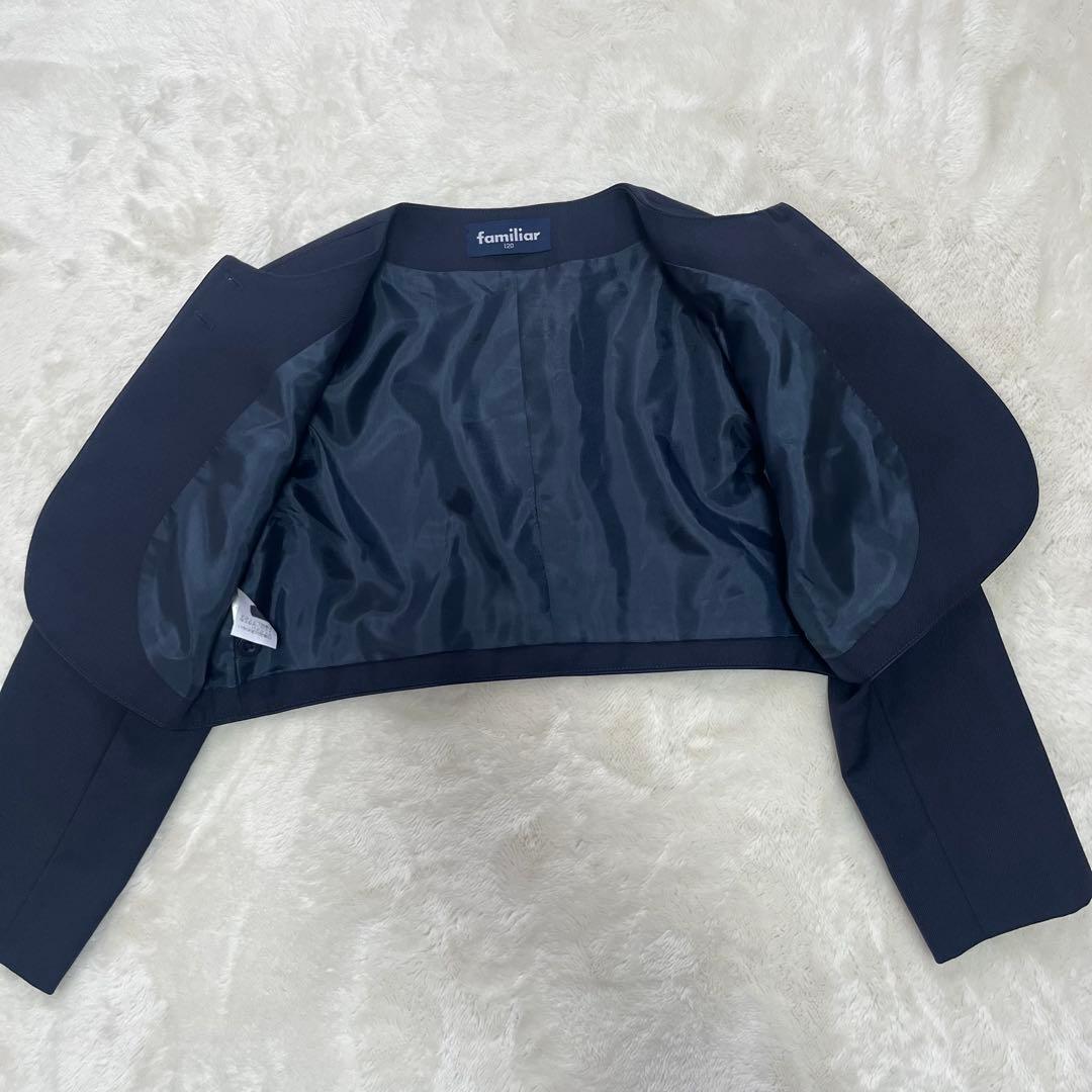 美品✨ファミリア✨フォーマルアンサンブルスーツ120 テリアブローチ