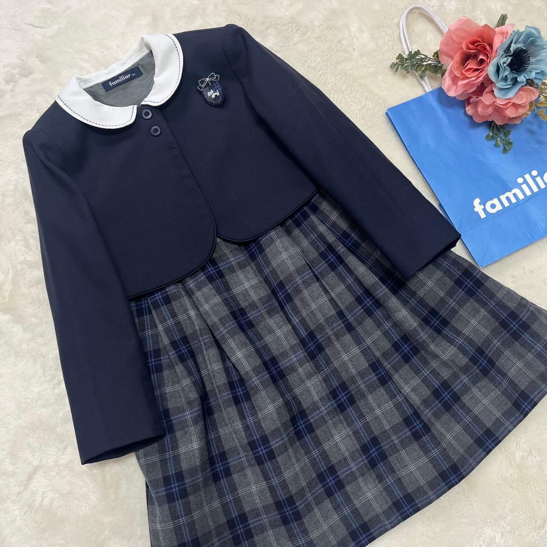 美品✨ファミリア✨フォーマルアンサンブルスーツ120 テリアブローチ