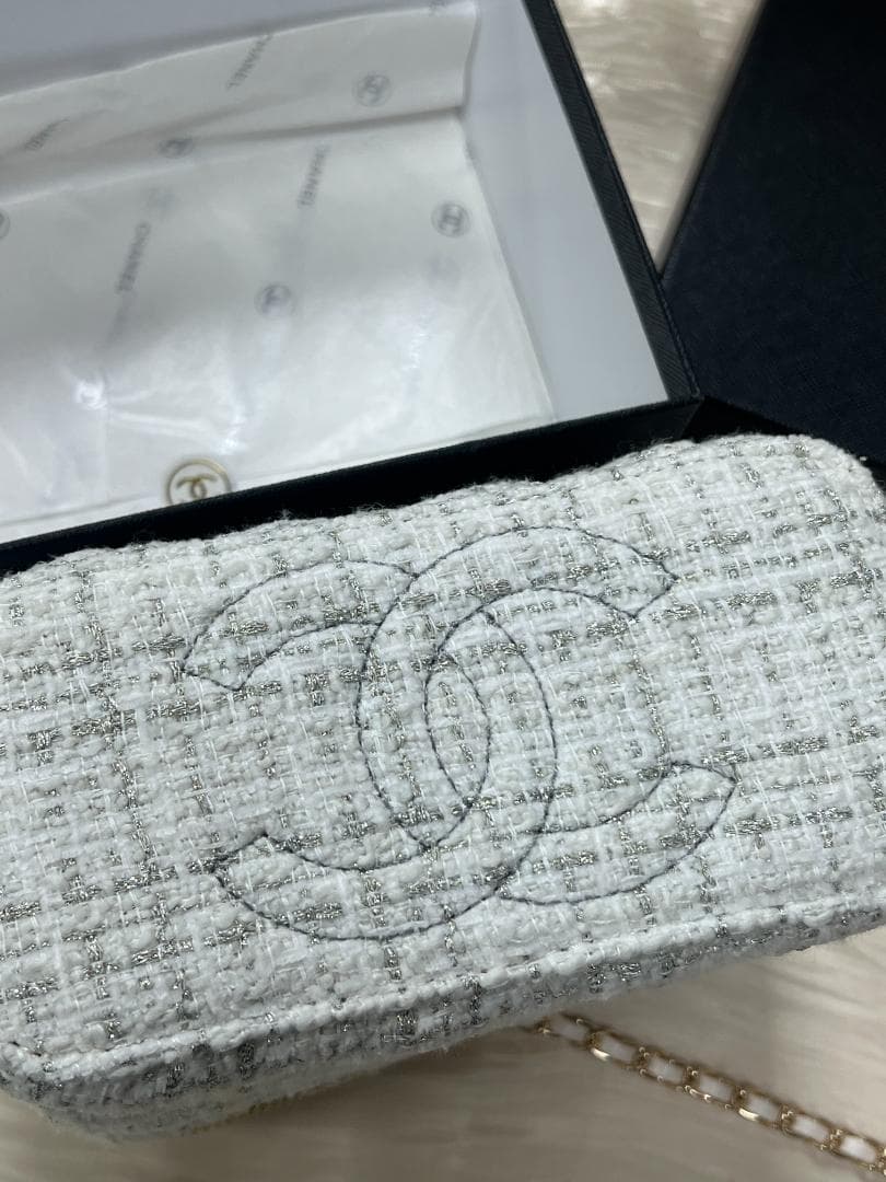 VIP限定 非売品ツイード 白 ホワイト チェーン バッグ