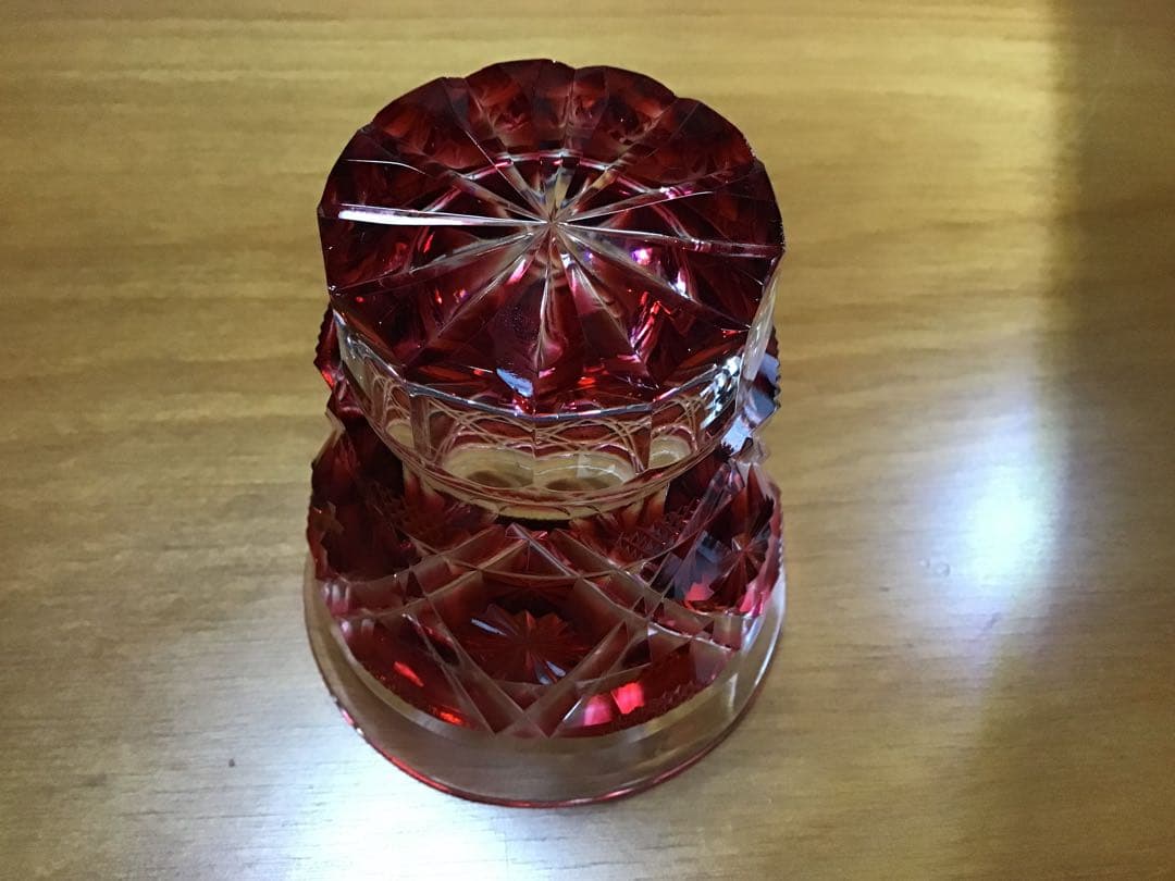 薩摩切子　冷酒グラス　赤