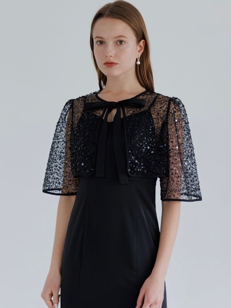 スパンコールビジューボレロマーメイドワンピースドレス結婚式パーティー二次会成人式