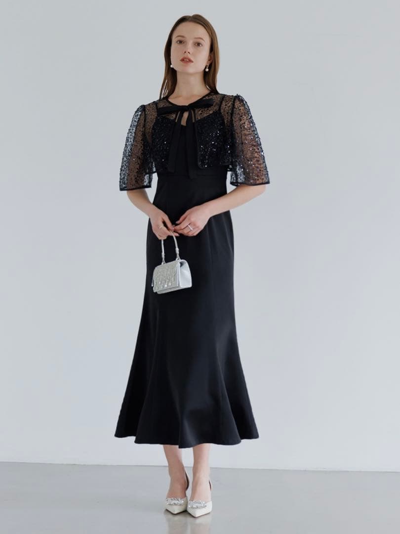 スパンコールビジューボレロマーメイドワンピースドレス結婚式パーティー二次会成人式