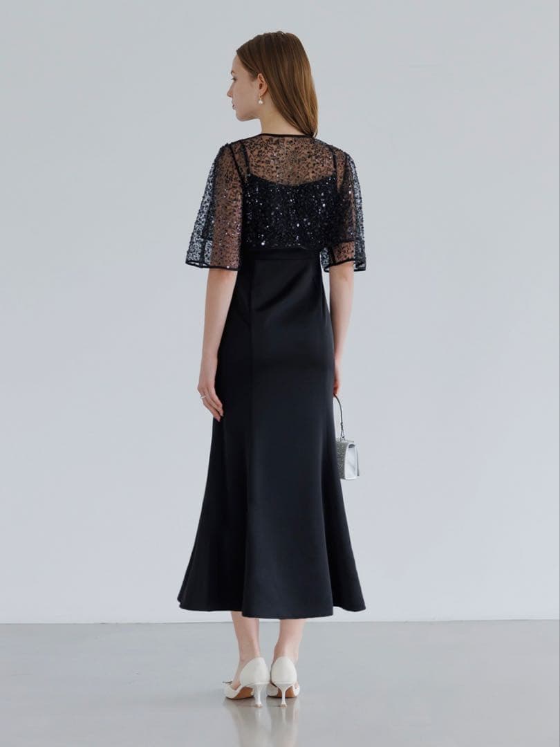 スパンコールビジューボレロマーメイドワンピースドレス結婚式パーティー二次会成人式