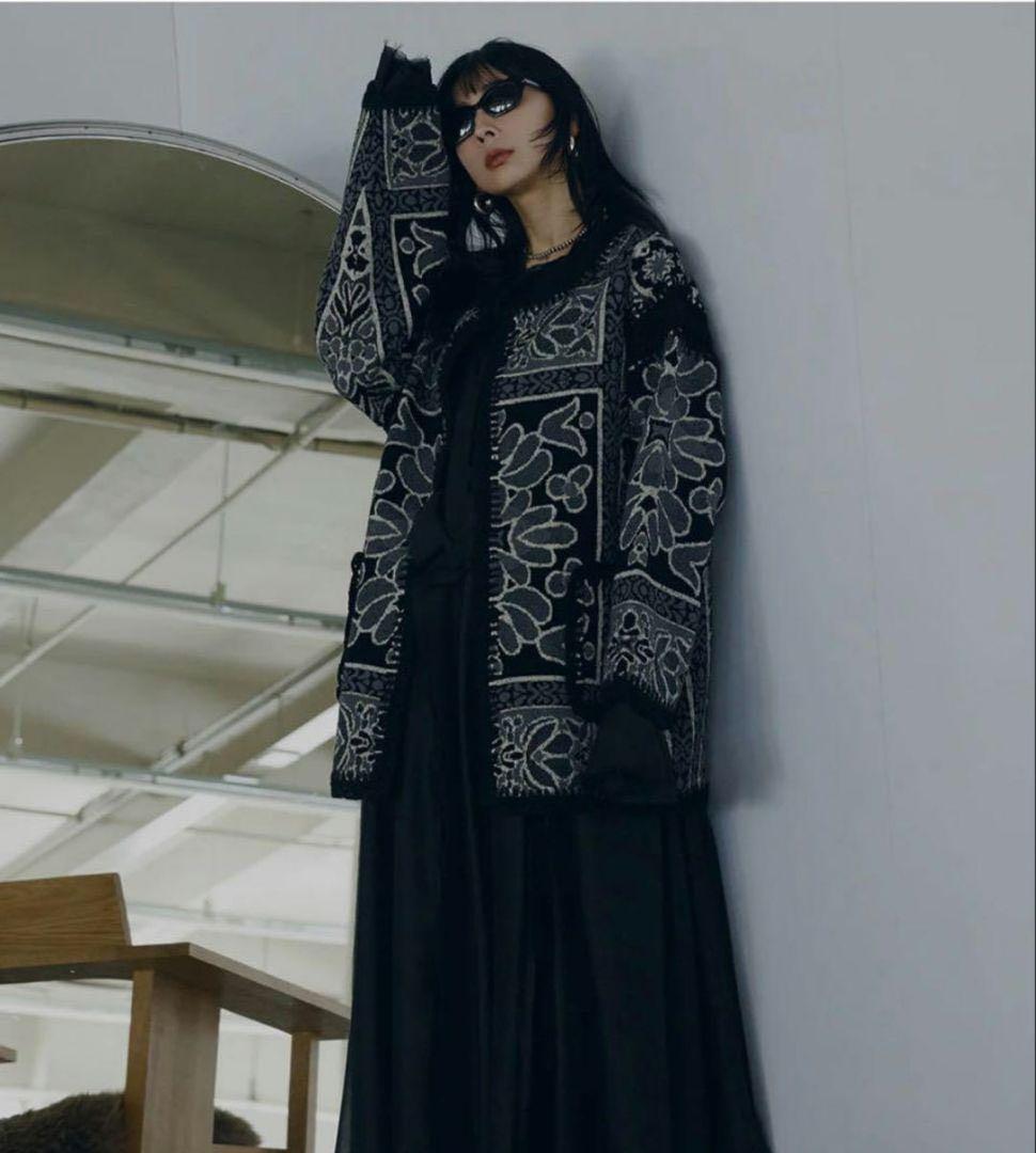 2601032 新品 RUG PATTERN KNIT JACKET ブラック