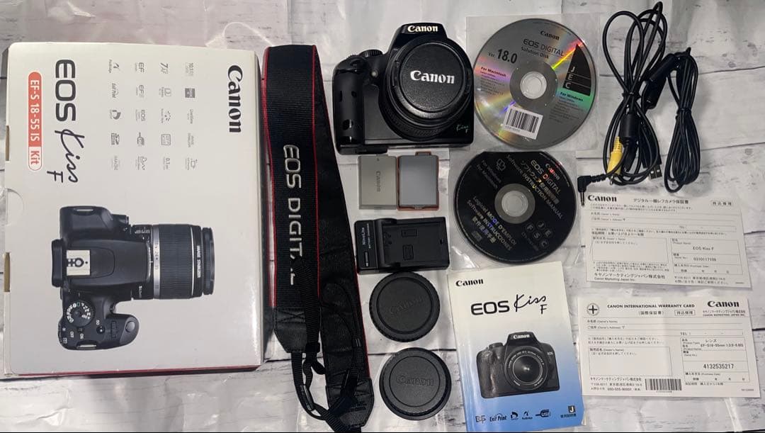 箱・バック・SDカード・予備電池付Canon EOS Kiss F レンズセット