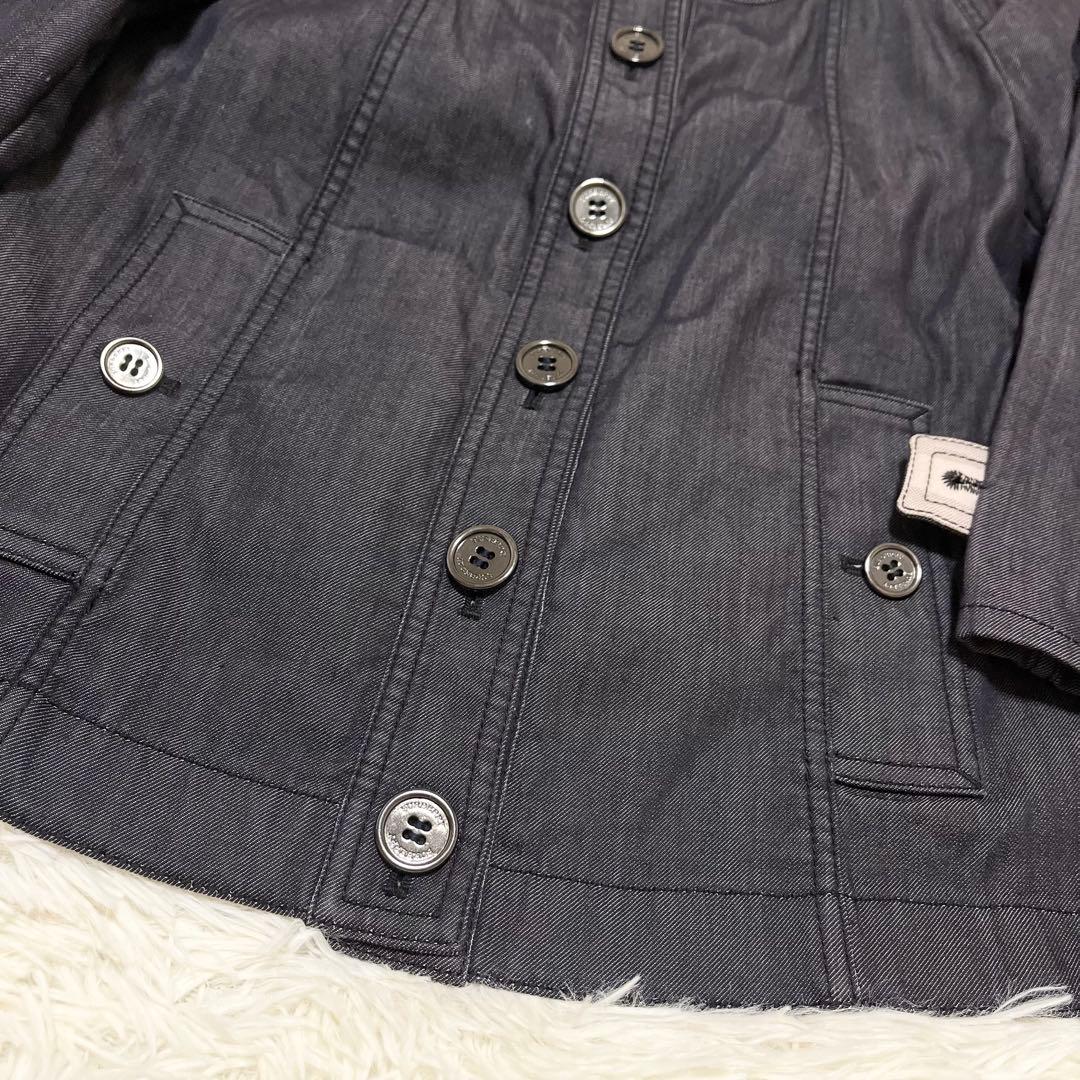 美品　バーバリーロンドン　ノーカラー　デニムジャケット　ノバチェック　44