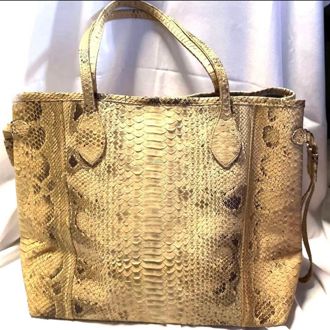 パイソン　ヘビ革　世界最大アナコンダ　ショルダー　トートバッグ　レア　希少品