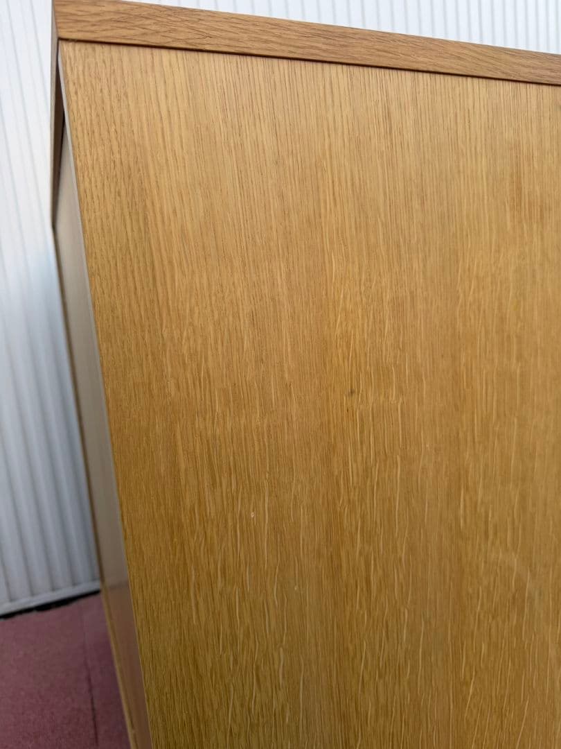 【廃盤品】無印良品オーク材キャビネット ガラス扉食器棚(引戸)直接引取歓迎