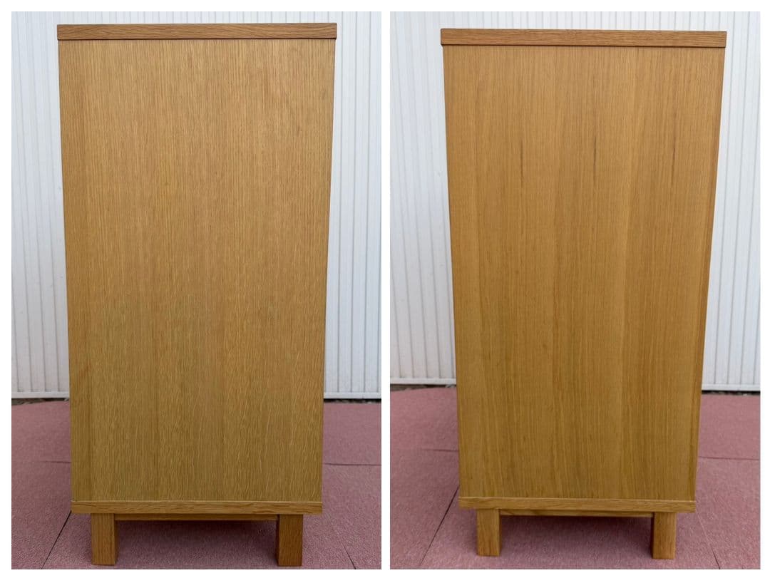 【廃盤品】無印良品オーク材キャビネット ガラス扉食器棚(引戸)直接引取歓迎