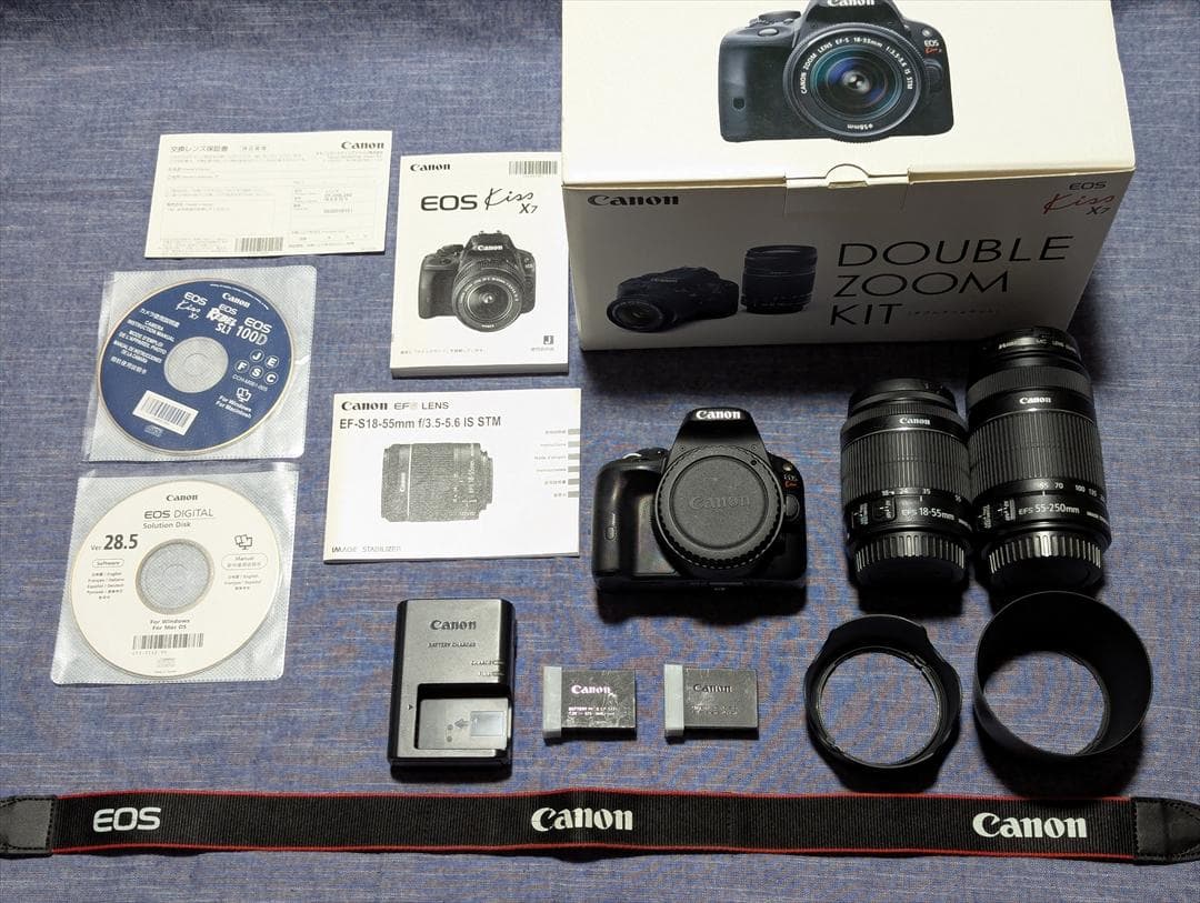 EOS Kiss X7 ダブルズームキット 予備バッテリー レンズフードフィルタ