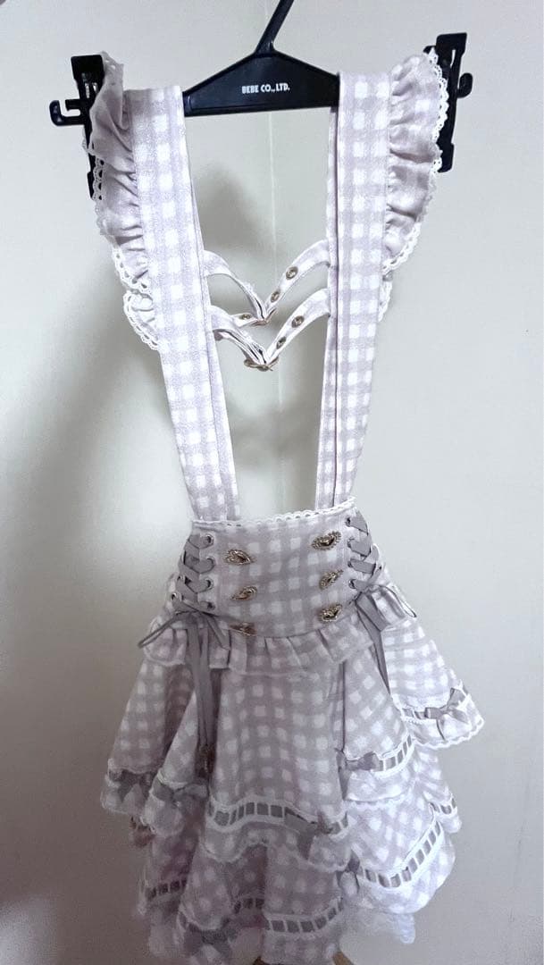 LIZLISA リズリサ はしごリボンギンガムティアードスカパン　ピンク