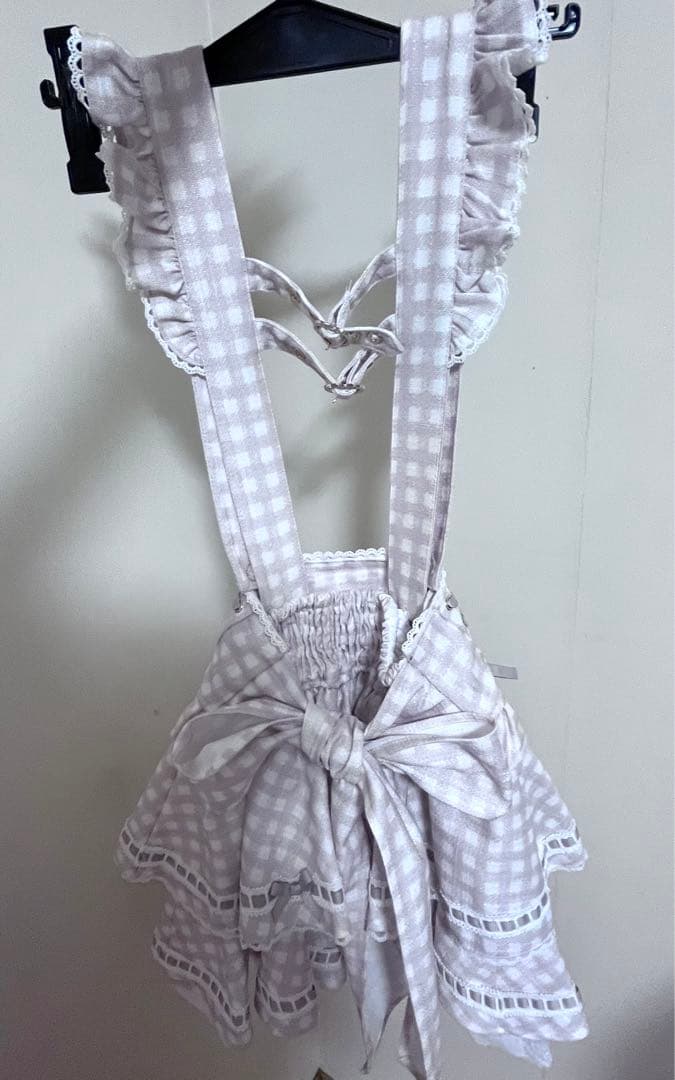 LIZLISA リズリサ はしごリボンギンガムティアードスカパン　ピンク