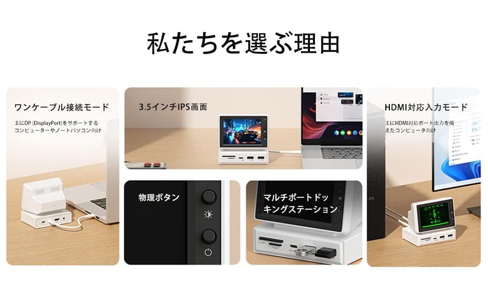 【新品未開封】Hagibis 3.5インチ IPS ミニモニター ハブ搭載