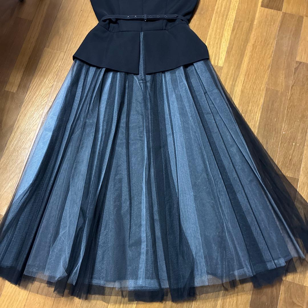 rirefete ワンピース　袖なし　チュールレース　レイヤード　黒　9号 新品