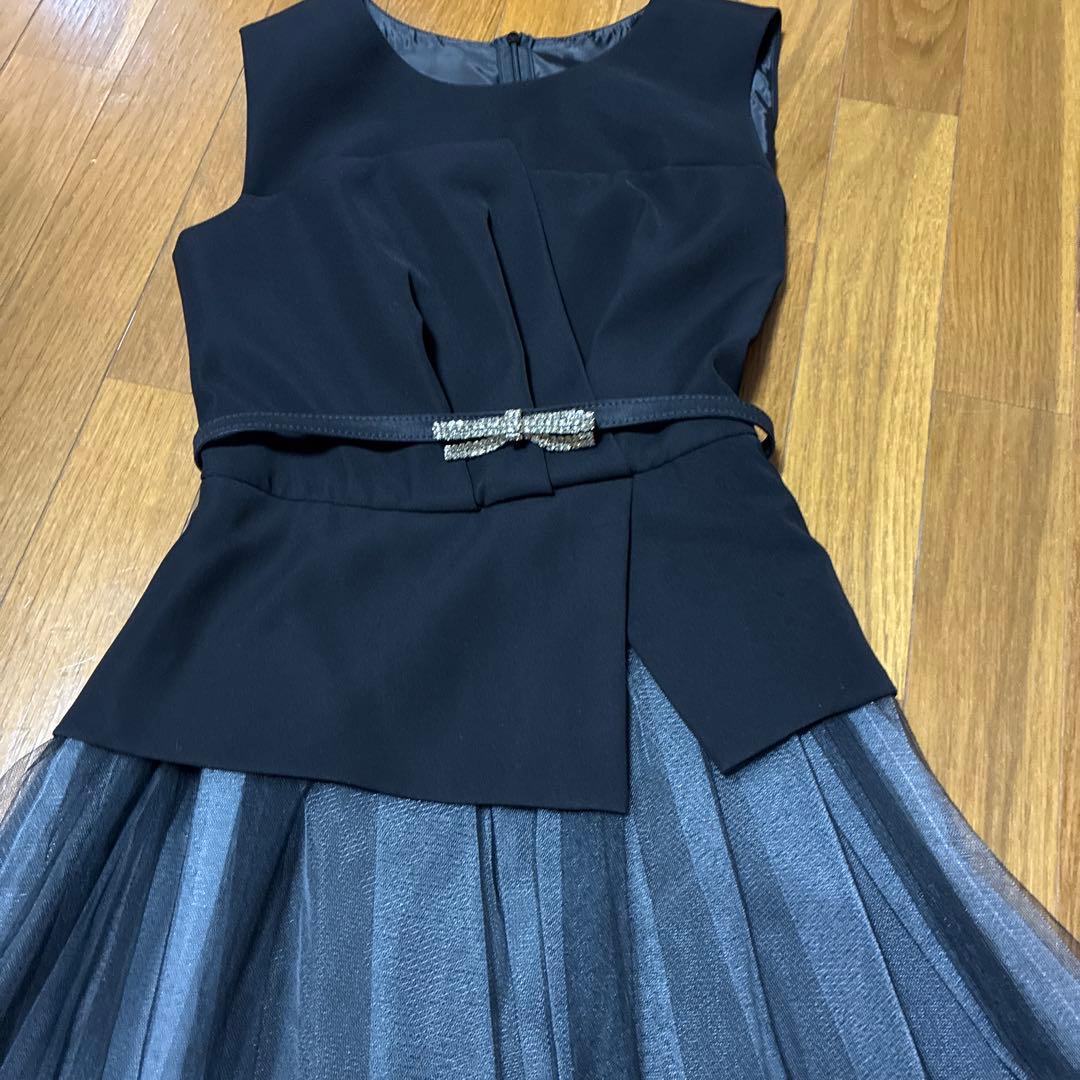 rirefete ワンピース　袖なし　チュールレース　レイヤード　黒　9号 新品