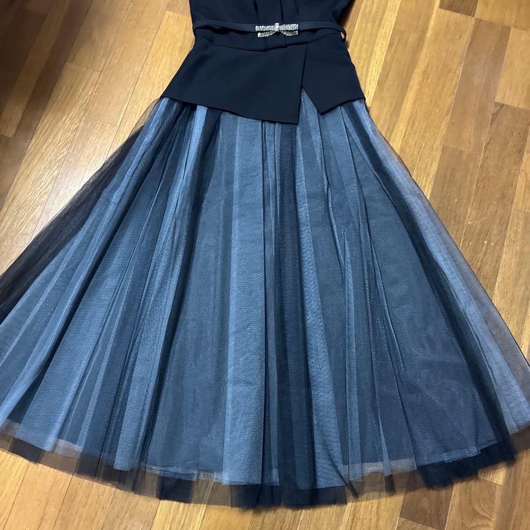 rirefete ワンピース　袖なし　チュールレース　レイヤード　黒　9号 新品