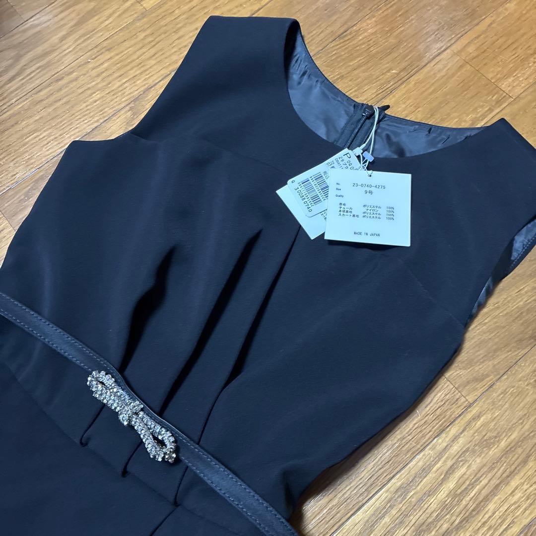 rirefete ワンピース　袖なし　チュールレース　レイヤード　黒　9号 新品