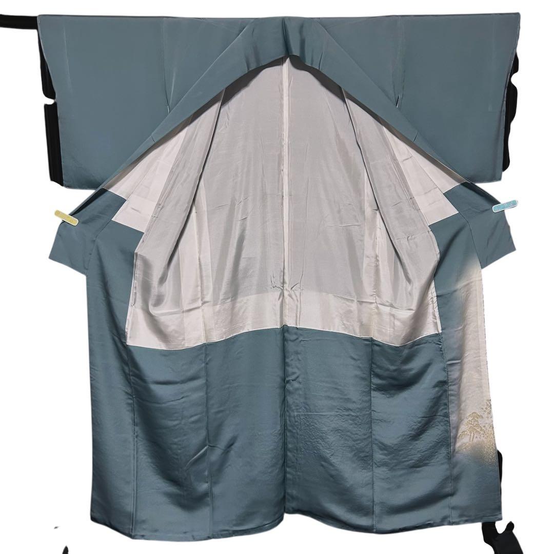 新品　美品　袷　正絹　縮緬　金彩　一つ紋　訪問着　フルセット