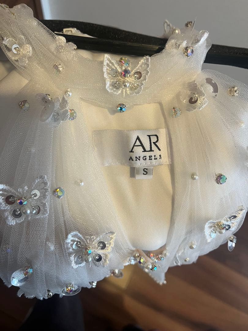 エンジェルR ホワイト ビーズ装飾 タイトドレス