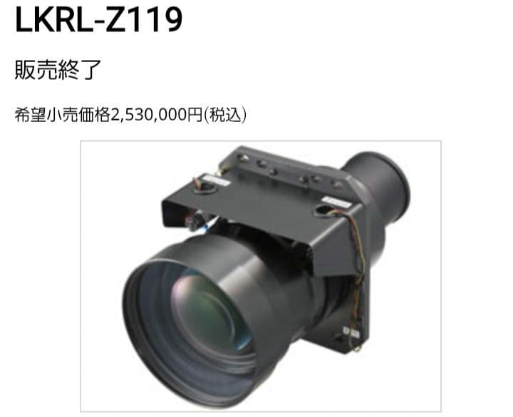 【定価253万円】SONYプロジェクターレンズ　LKRL-Z119