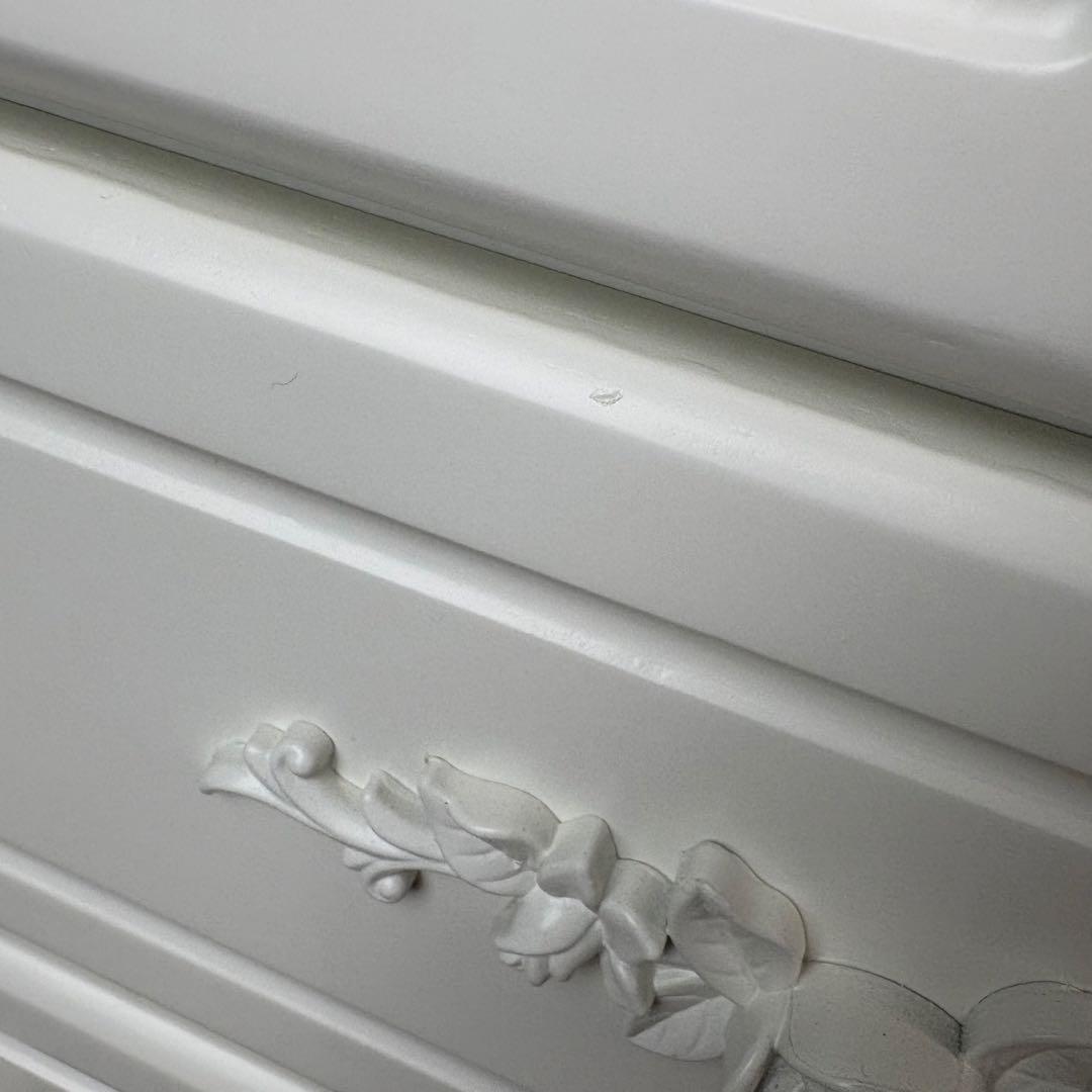 訳あり品！【102】フレンチ調ホワイトチェスト三段四つ引き木製収納家具姫系タンス