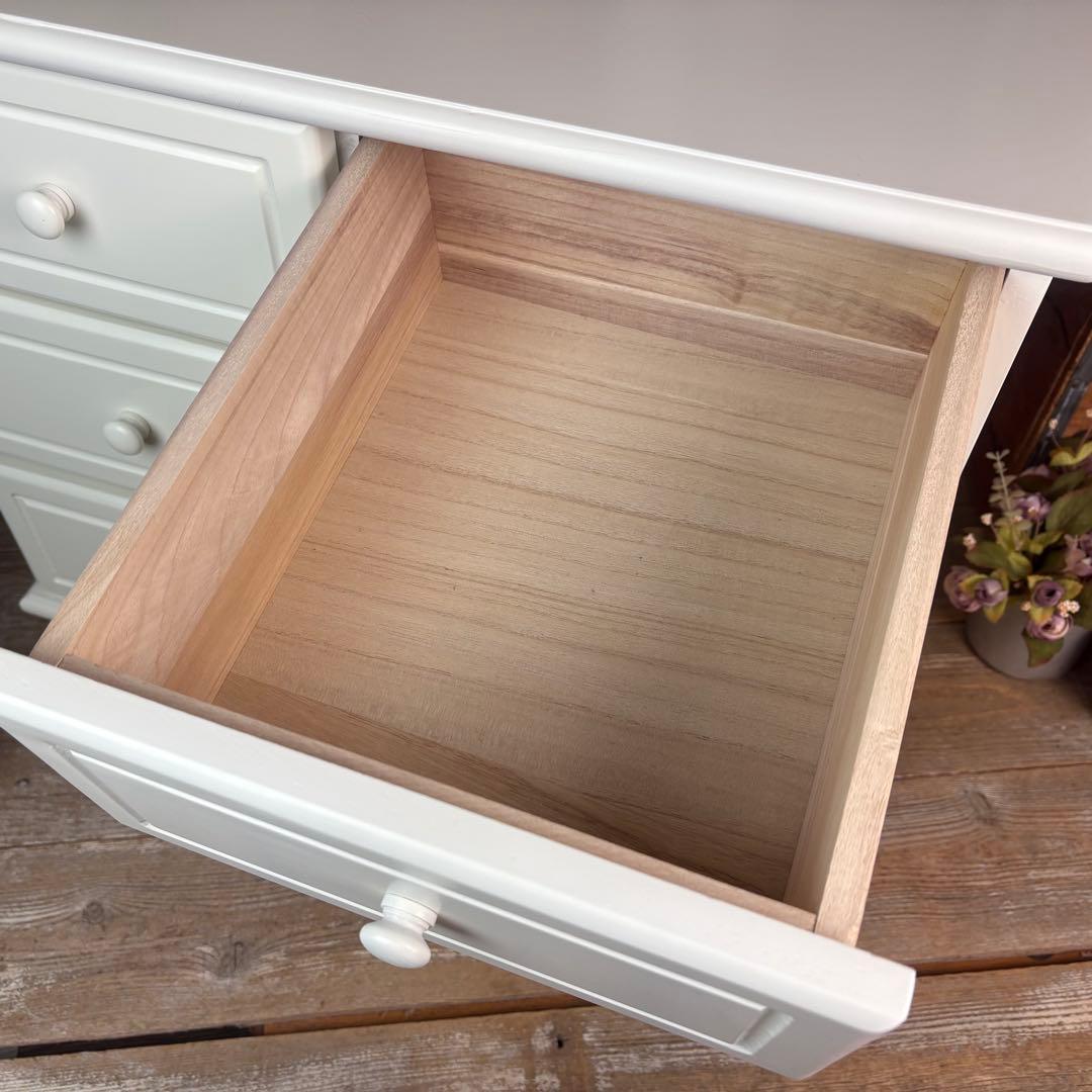 訳あり品！【102】フレンチ調ホワイトチェスト三段四つ引き木製収納家具姫系タンス