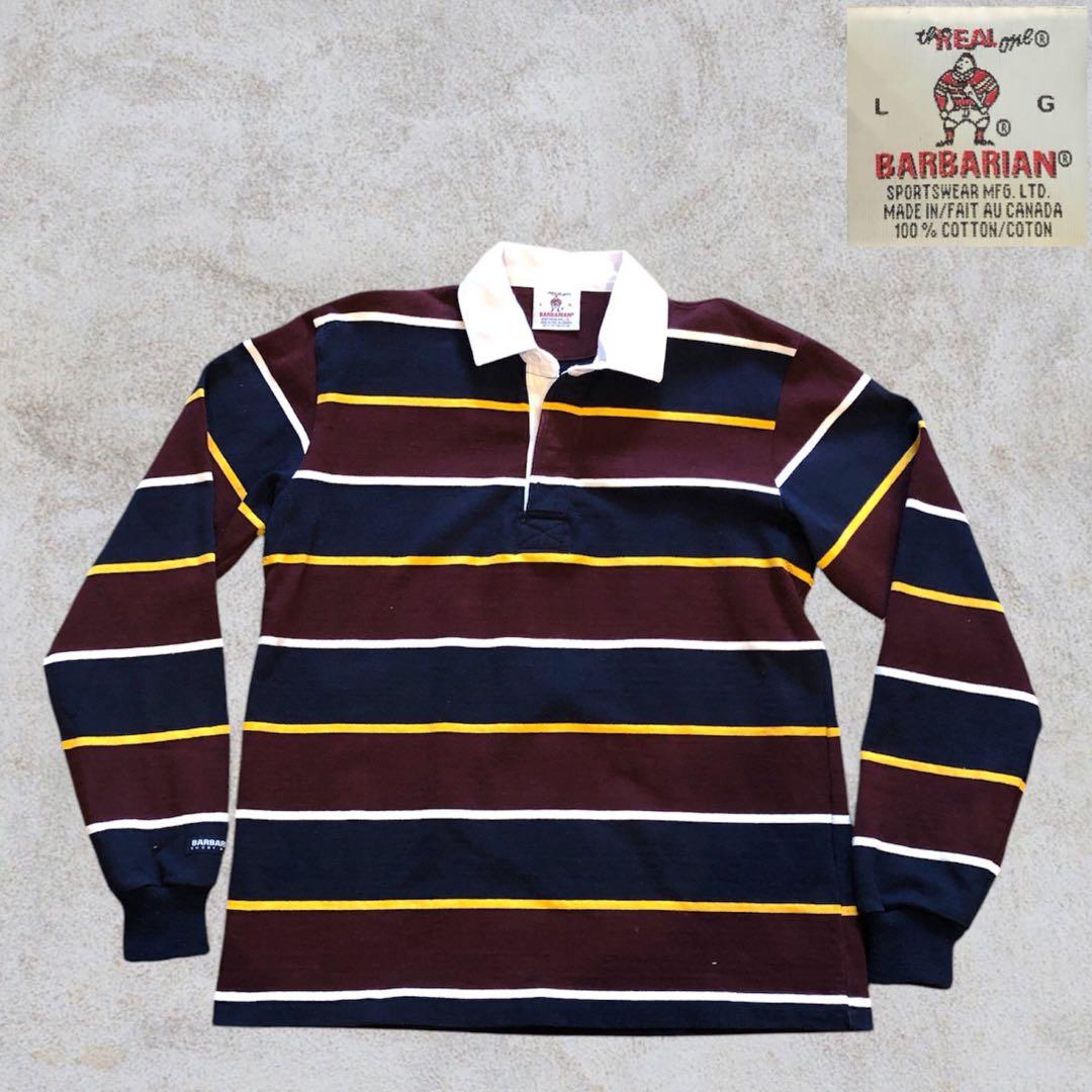 【ほぼ新品】　バーバリアン　ラガーシャツ　カナダ製　ストライプ　ボーダー