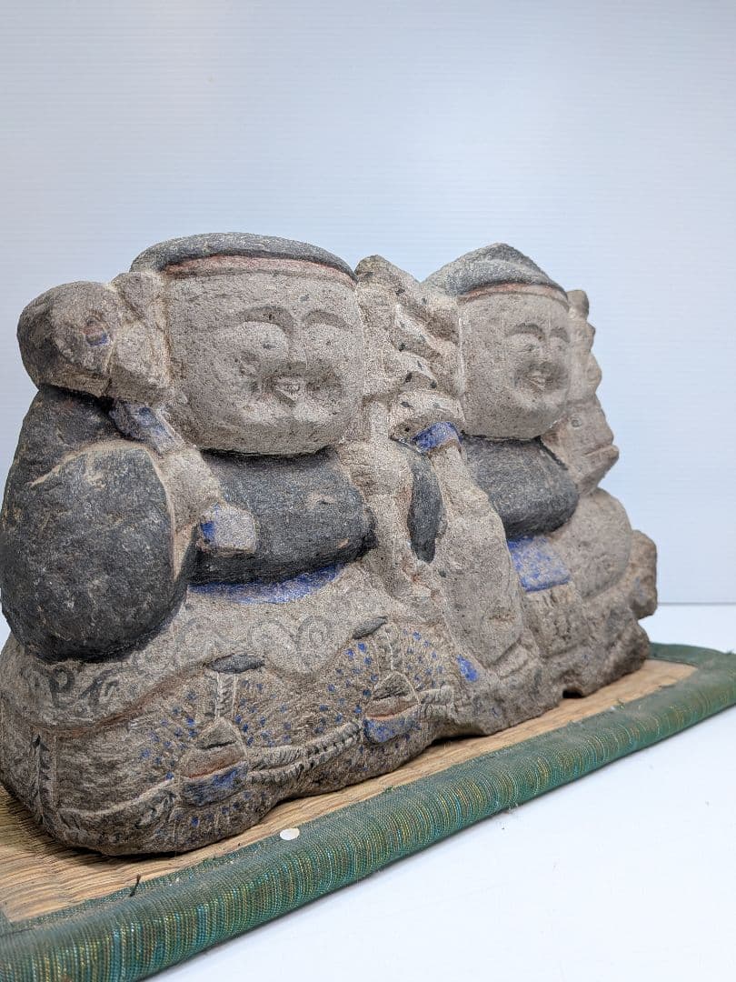 P020 蔵出し 70年以上前 石仏 恵比寿大黒天 骨董 縁起物 石像