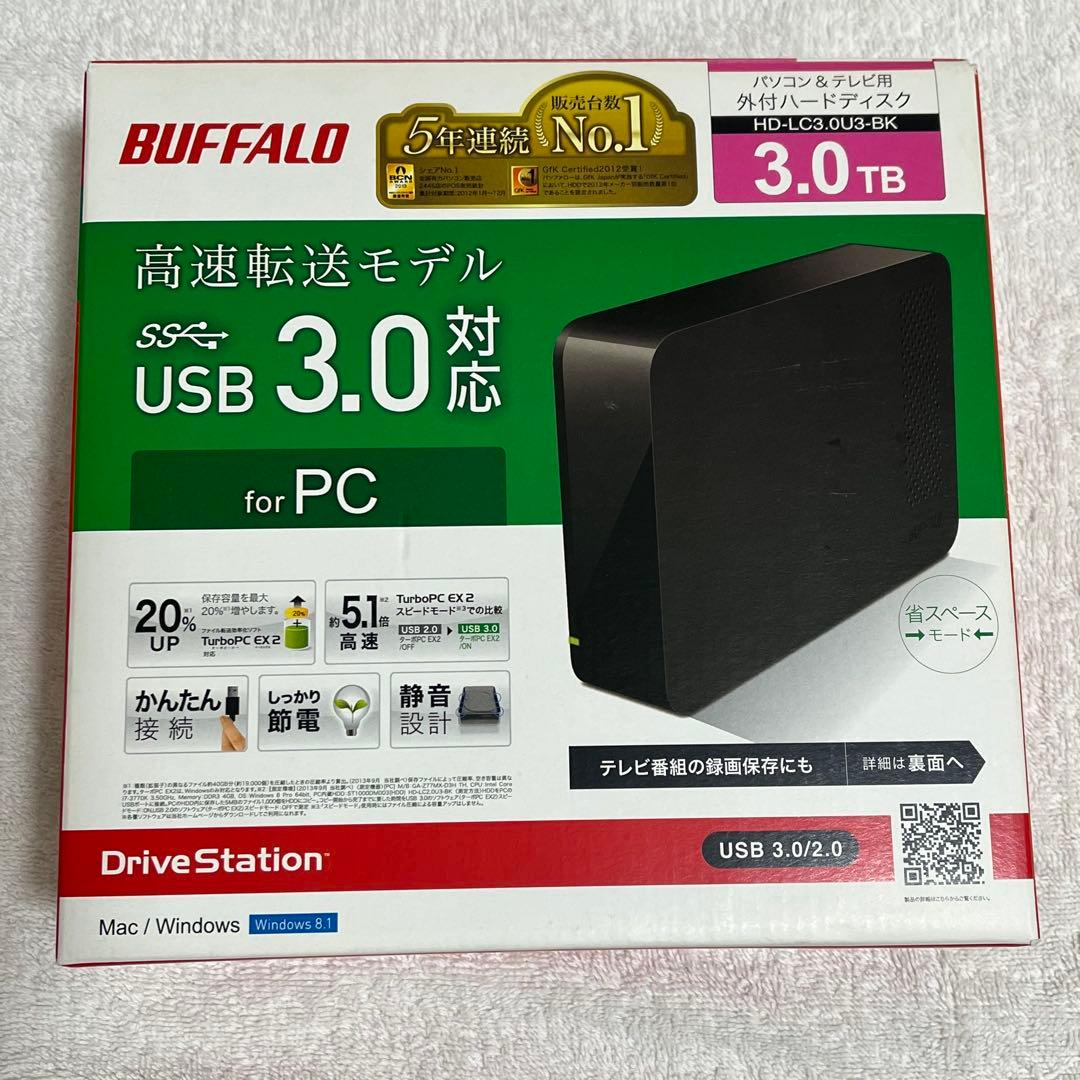 バッファロー　HD-LC3.0U3-BK　パソコン&テレビ　外付けハードディスク