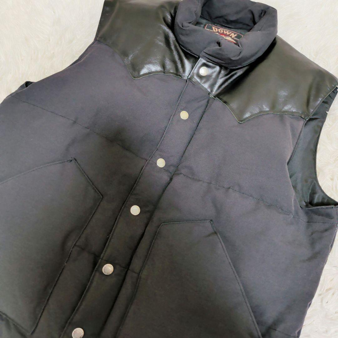 【美品】SUGAR CANE レザーヨークダウンべスト アメカジ　バイカー 東洋