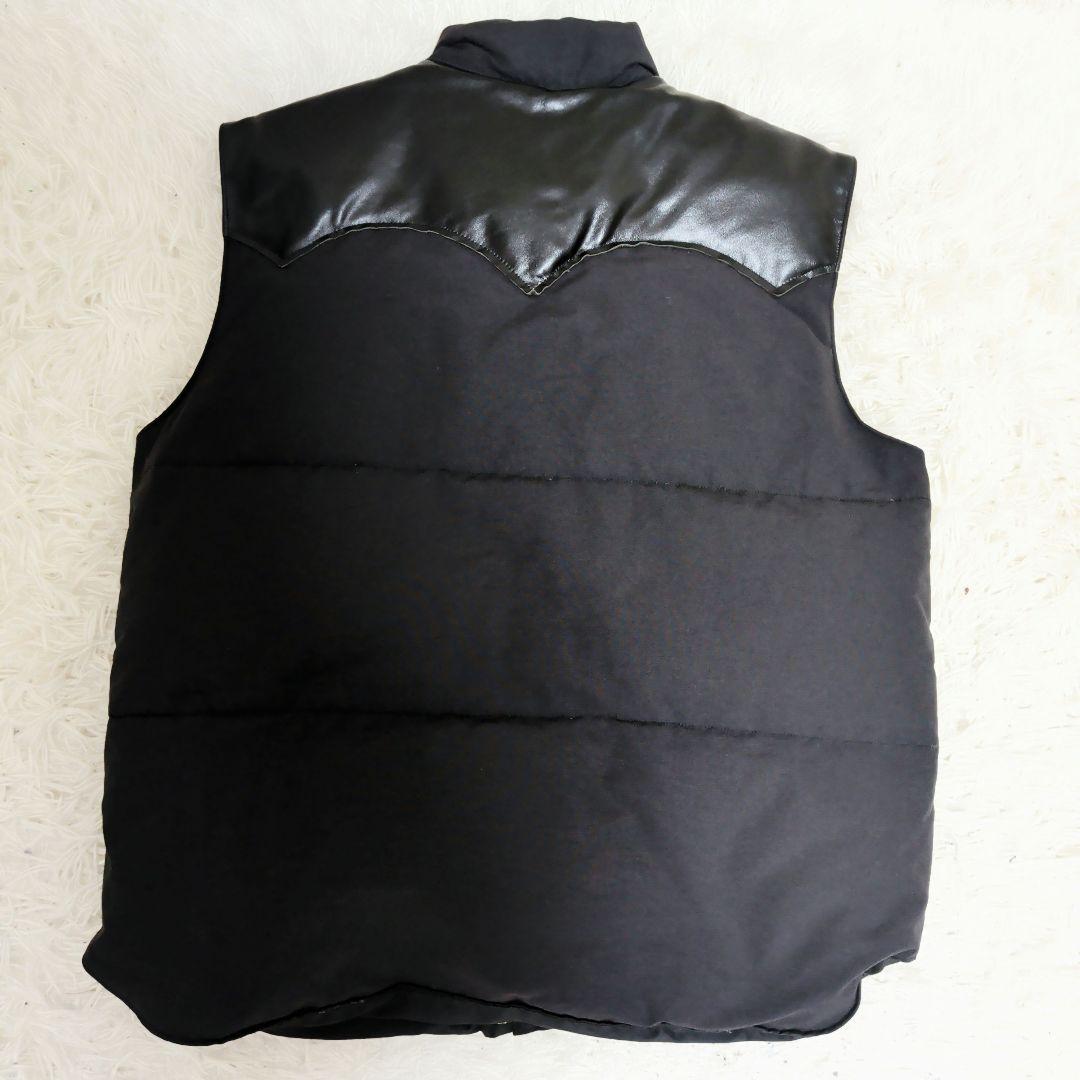 【美品】SUGAR CANE レザーヨークダウンべスト アメカジ　バイカー 東洋