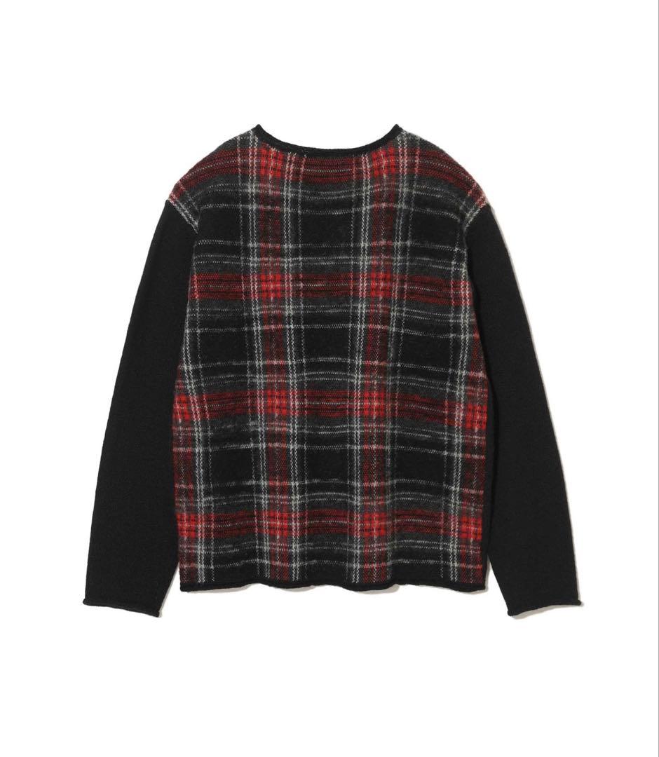 し*き様 アンダーカバー25AW チェック切り替えニット　ブラック　サイズ2 新