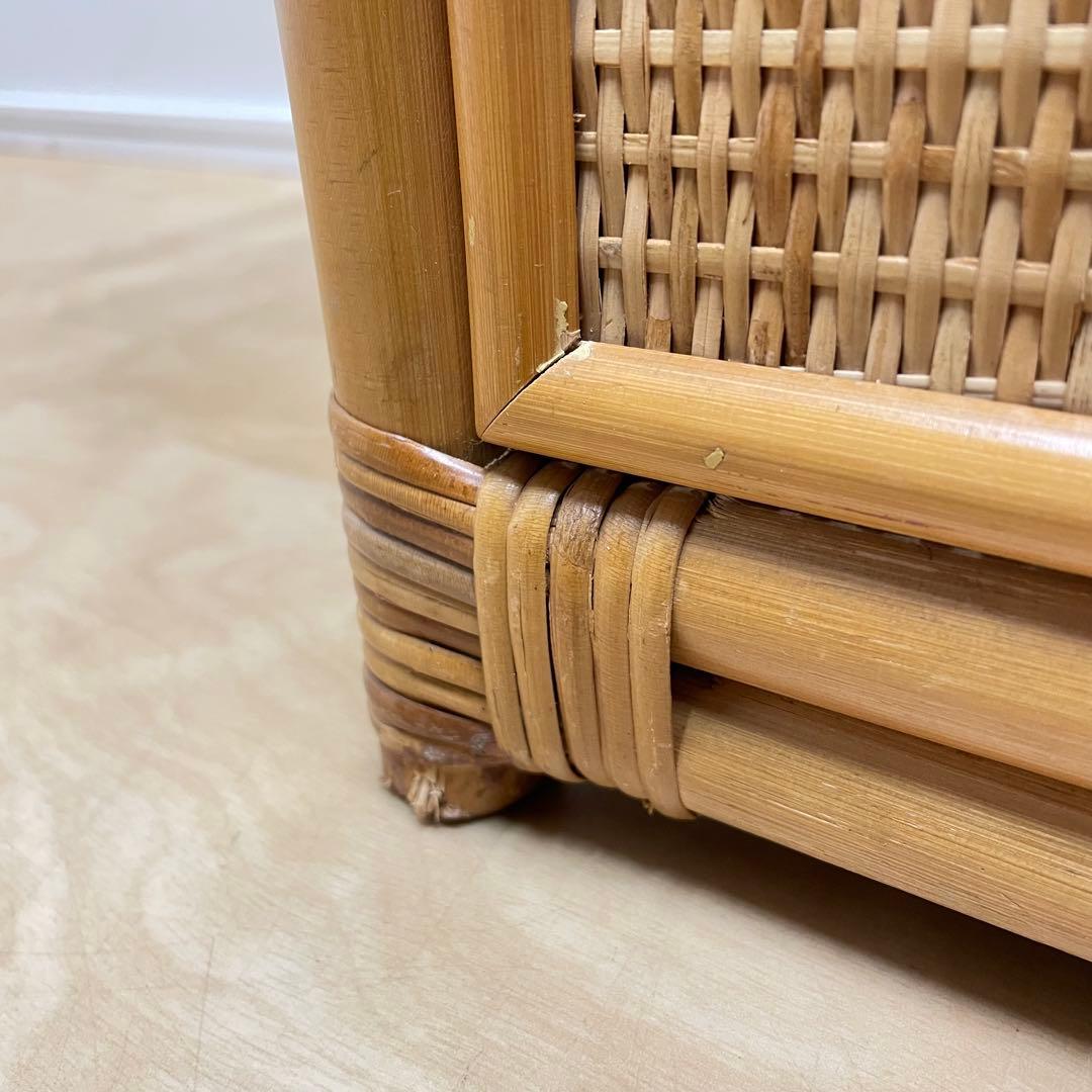 籐 ラタン 4段チェスト 引き出し 収納 タンス 箪笥 電話台 ビンテージ