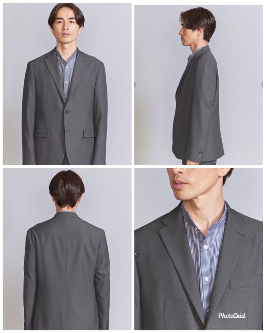 マイクロ ピンヘッド 2ボタン ジャケット　パンツ 【セットアップ】グレー　M