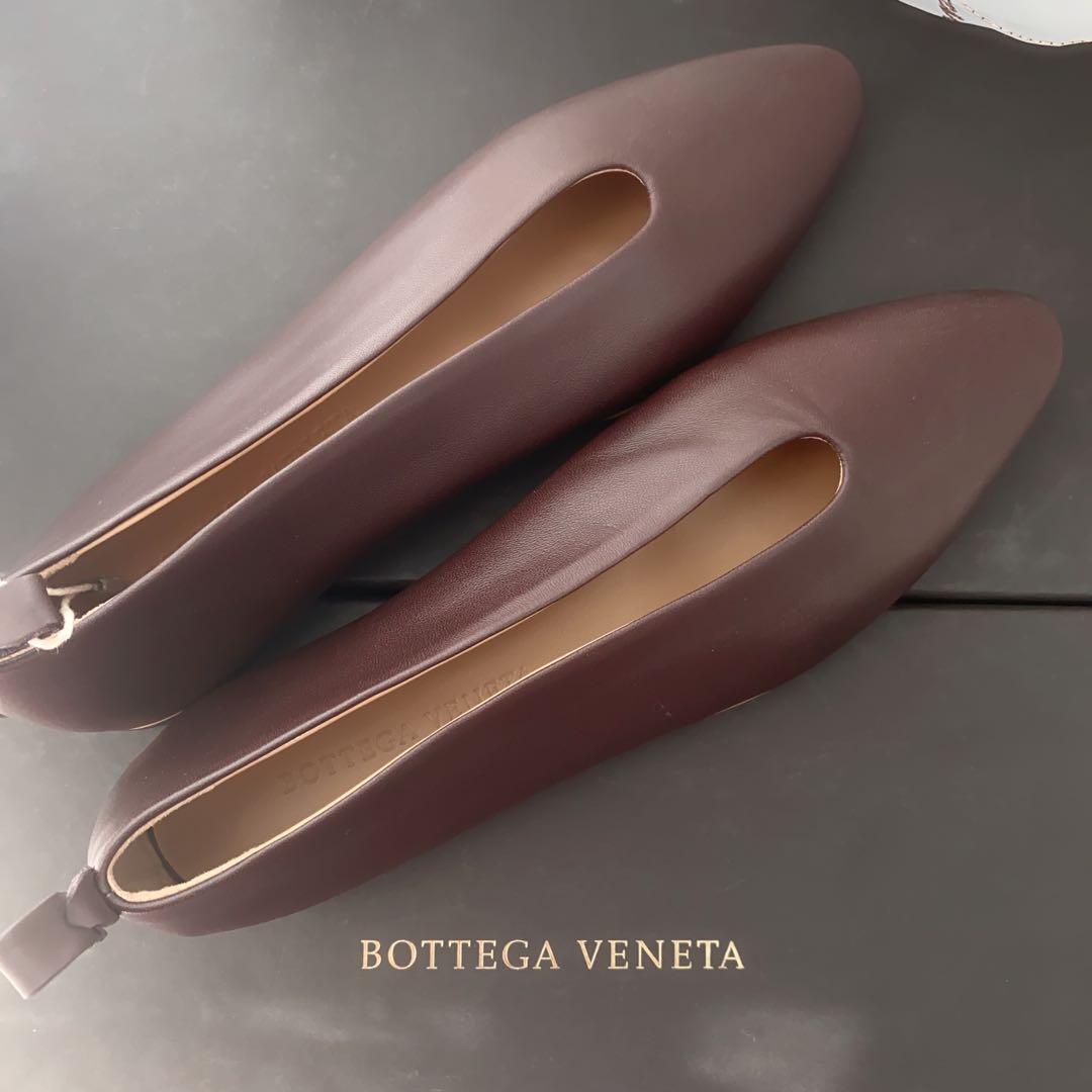 残り１【新品】BOTTEGA VENETA アーモンド フラットシューズ ワイン