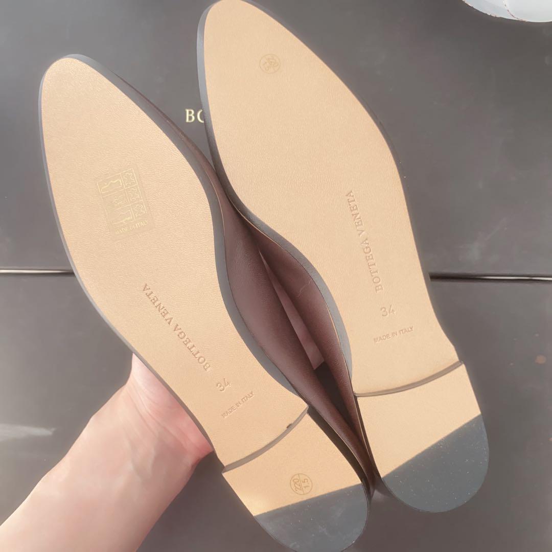 残り１【新品】BOTTEGA VENETA アーモンド フラットシューズ ワイン